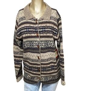 Croft & Barrow Wool Jacket Toggle Wood Button Medium Women